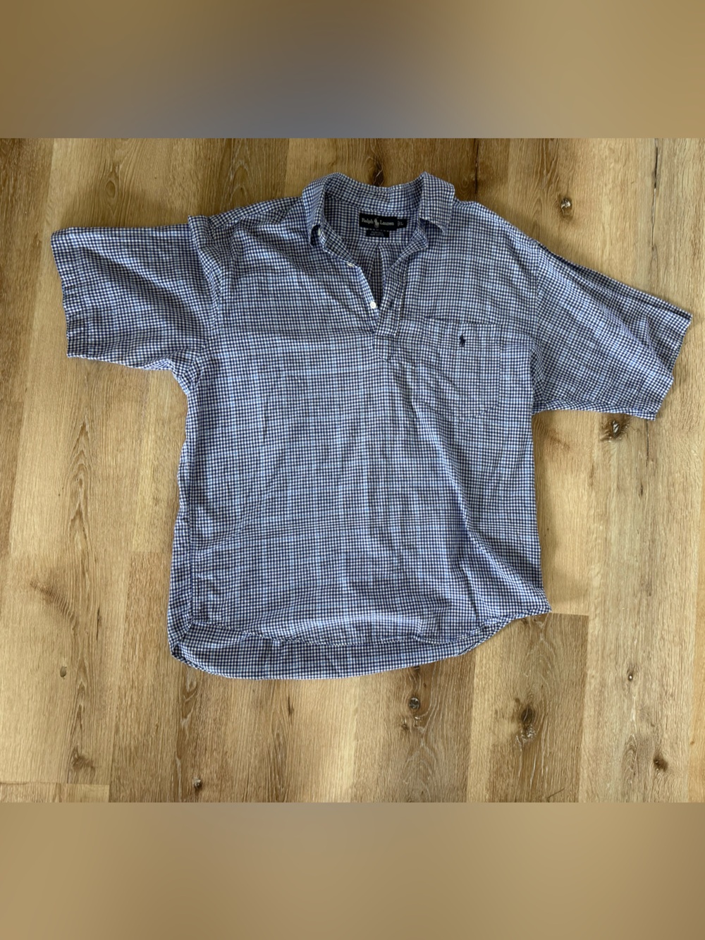 Ralph Lauren Blue & White Check Polo Shirt 100% cotton men’s large